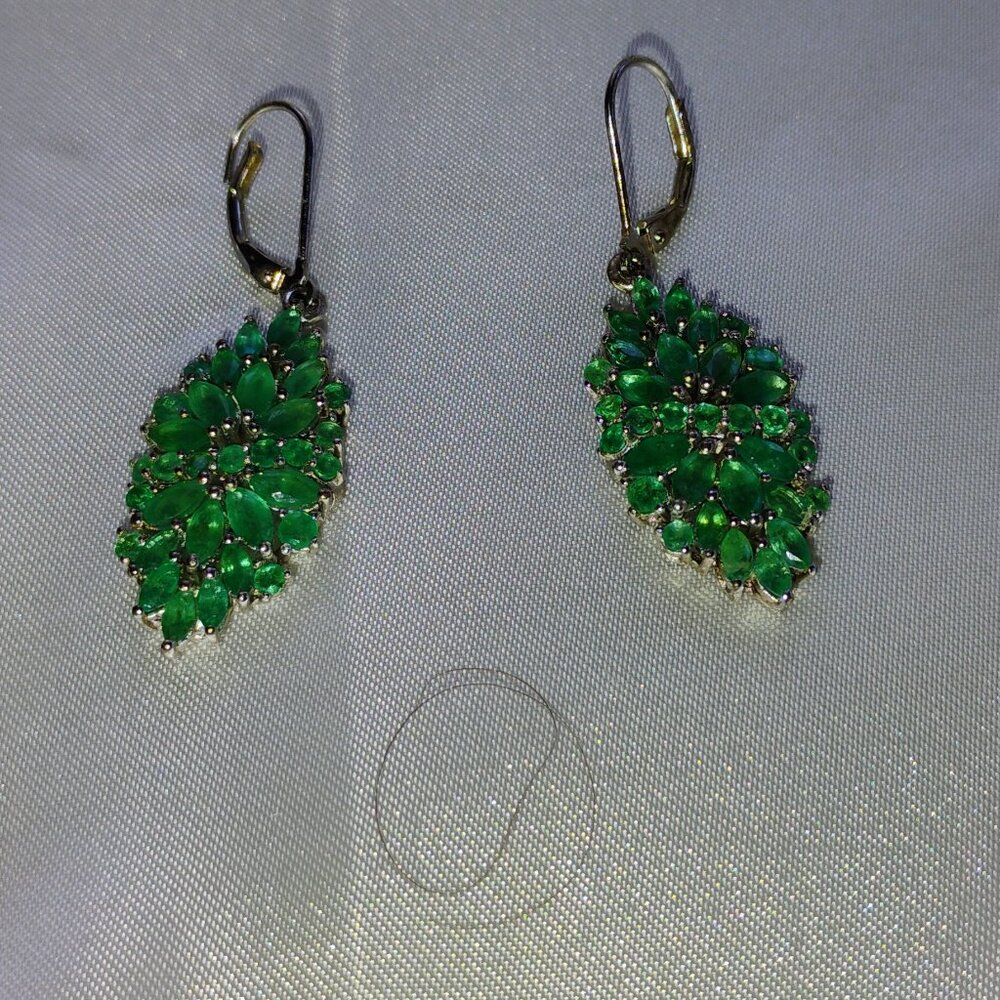 Zambian emerald earrings in sterling silver